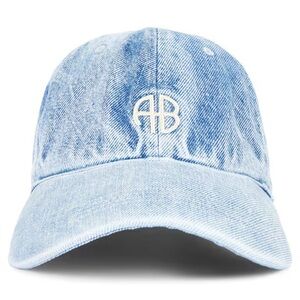 Anine Bing Blue Denim Hat with Embroidered Logo